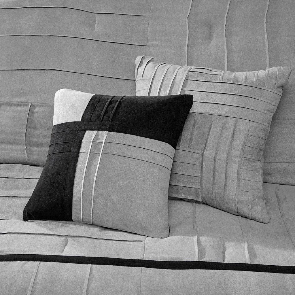 7 Piece Grey Queen Faux Suede Comforter Set - Ultimate Comfort