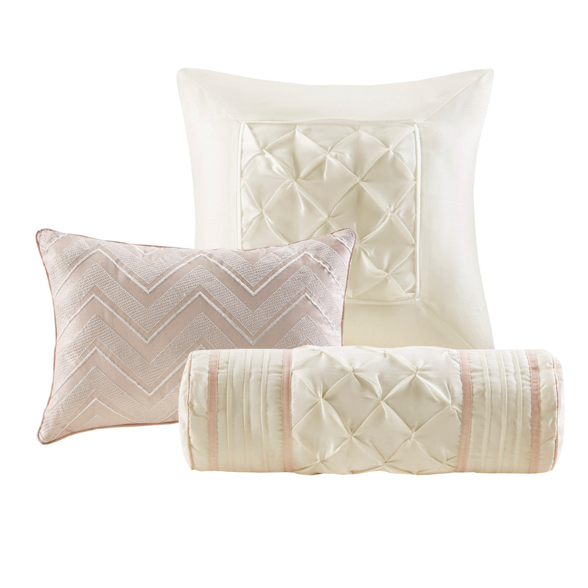 Queen Blush Polyester Comforter Set 7 Piece