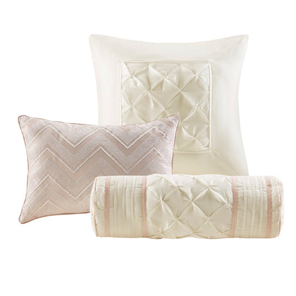 Queen Blush Polyester Comforter Set 7 Piece