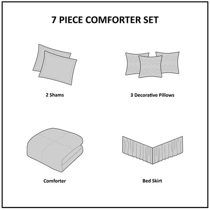 Queen Blush Polyester Comforter Set 7 Piece