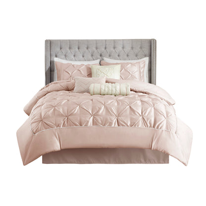 Queen Blush Polyester Comforter Set 7 Piece