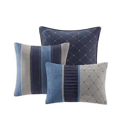 Navy Cal King Microsuede Comforter Set - 7 Piece
