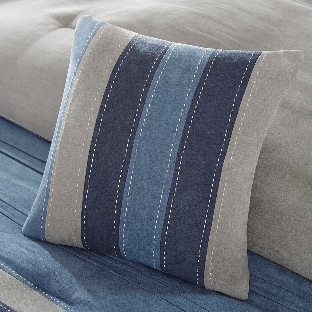 Navy Cal King Microsuede Comforter Set - 7 Piece