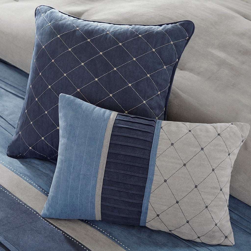 Navy Cal King Microsuede Comforter Set - 7 Piece
