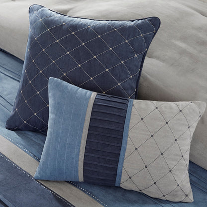 Navy Cal King Microsuede Comforter Set - 7 Piece