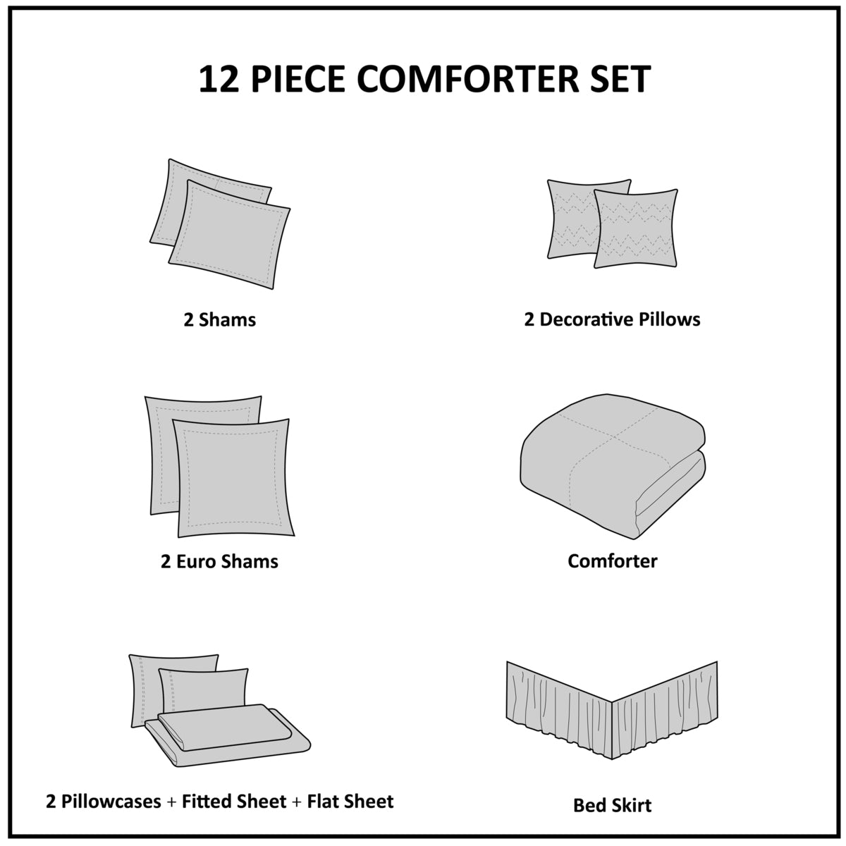 California King Blue Cotton Comforter Set 12 Piece