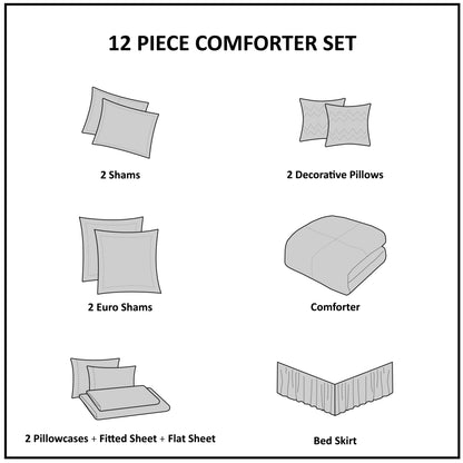 California King Blue Cotton Comforter Set 12 Piece