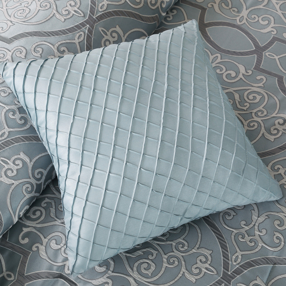 California King Blue Cotton Comforter Set 12 Piece