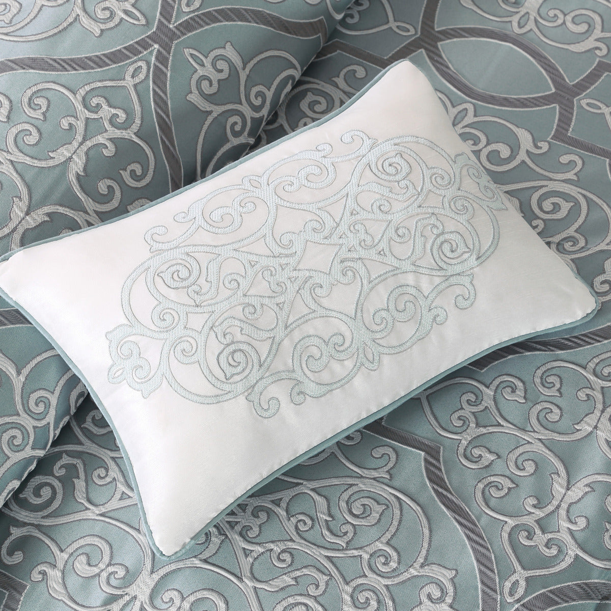 California King Blue Cotton Comforter Set 12 Piece