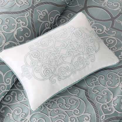 California King Blue Cotton Comforter Set 12 Piece