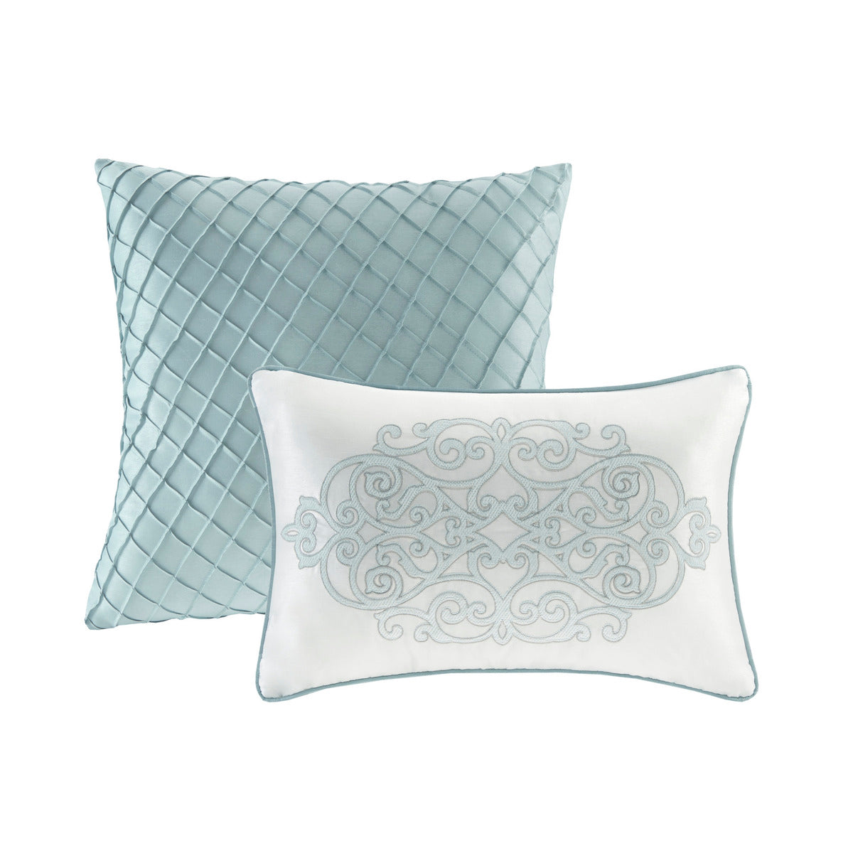 California King Blue Cotton Comforter Set 12 Piece