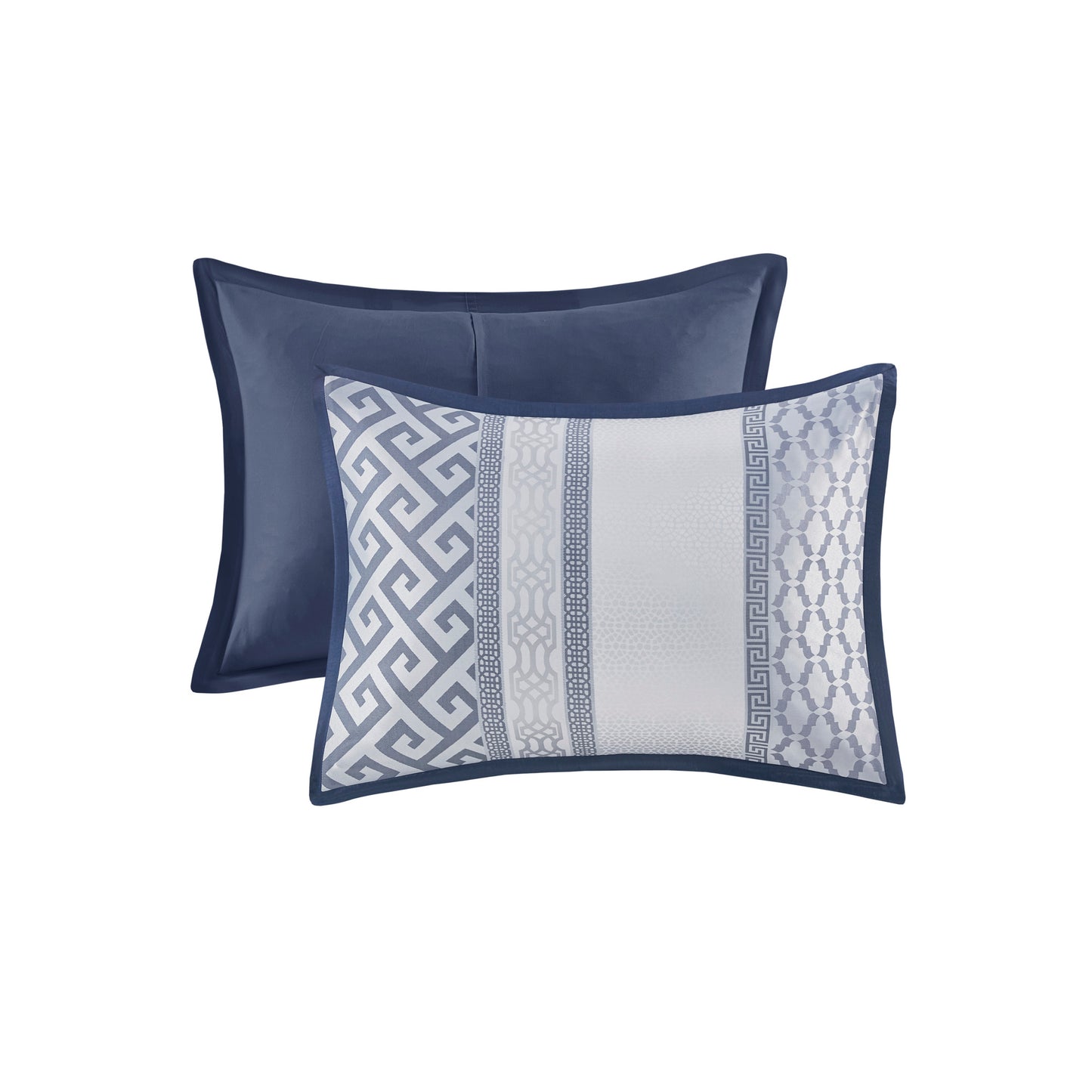 Luxury Navy Queen Comforter Set - 7 Piece Jacquard