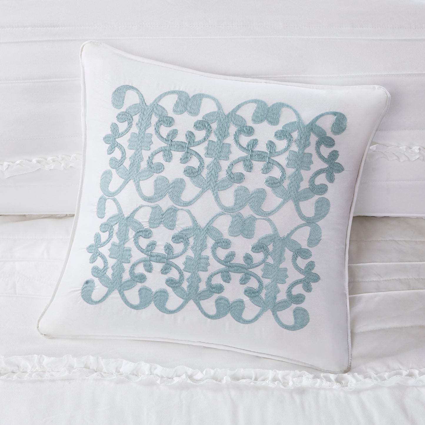 White King Ruffled Comforter Set - 5 Piece Bedding