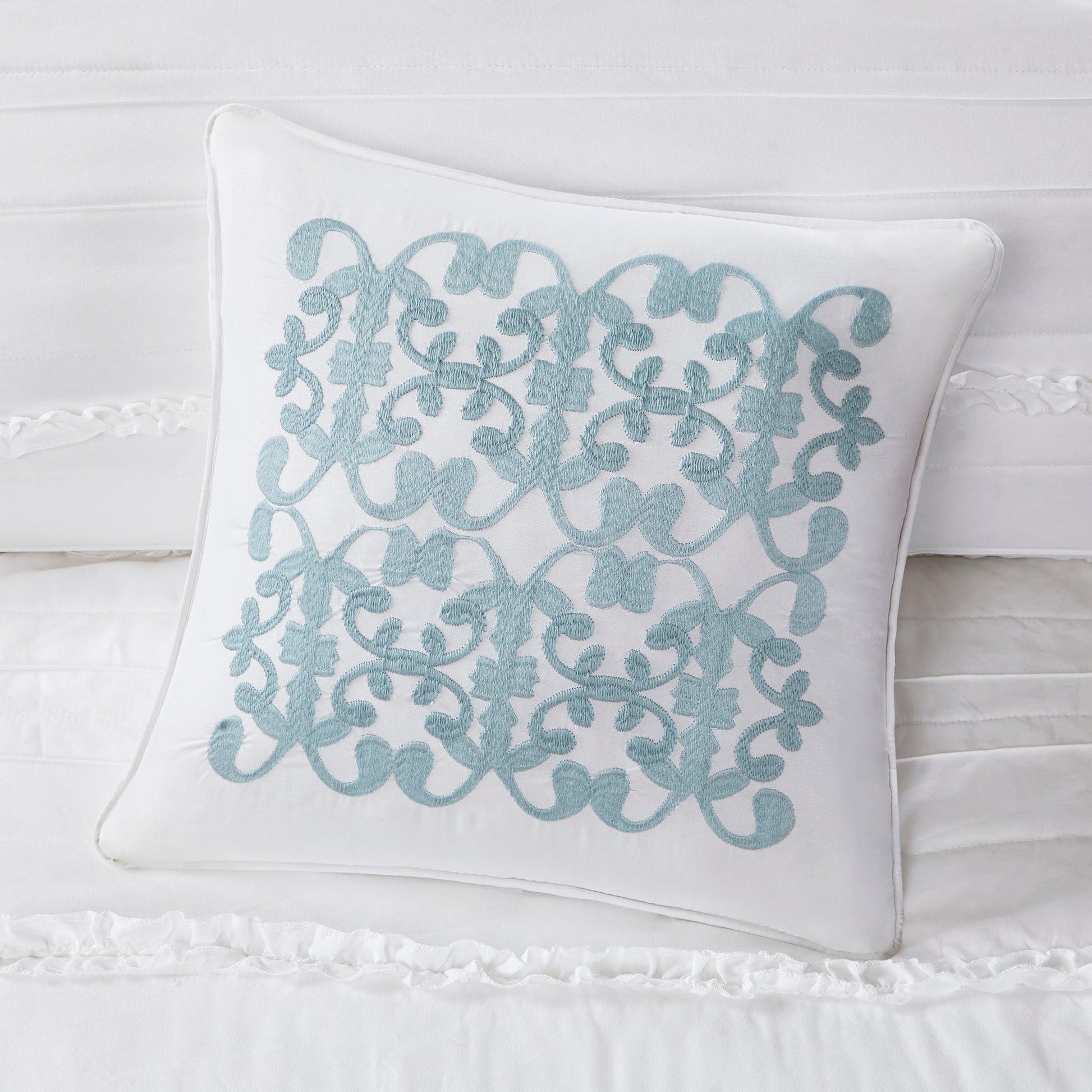 White King Ruffled Comforter Set - 5 Piece Bedding
