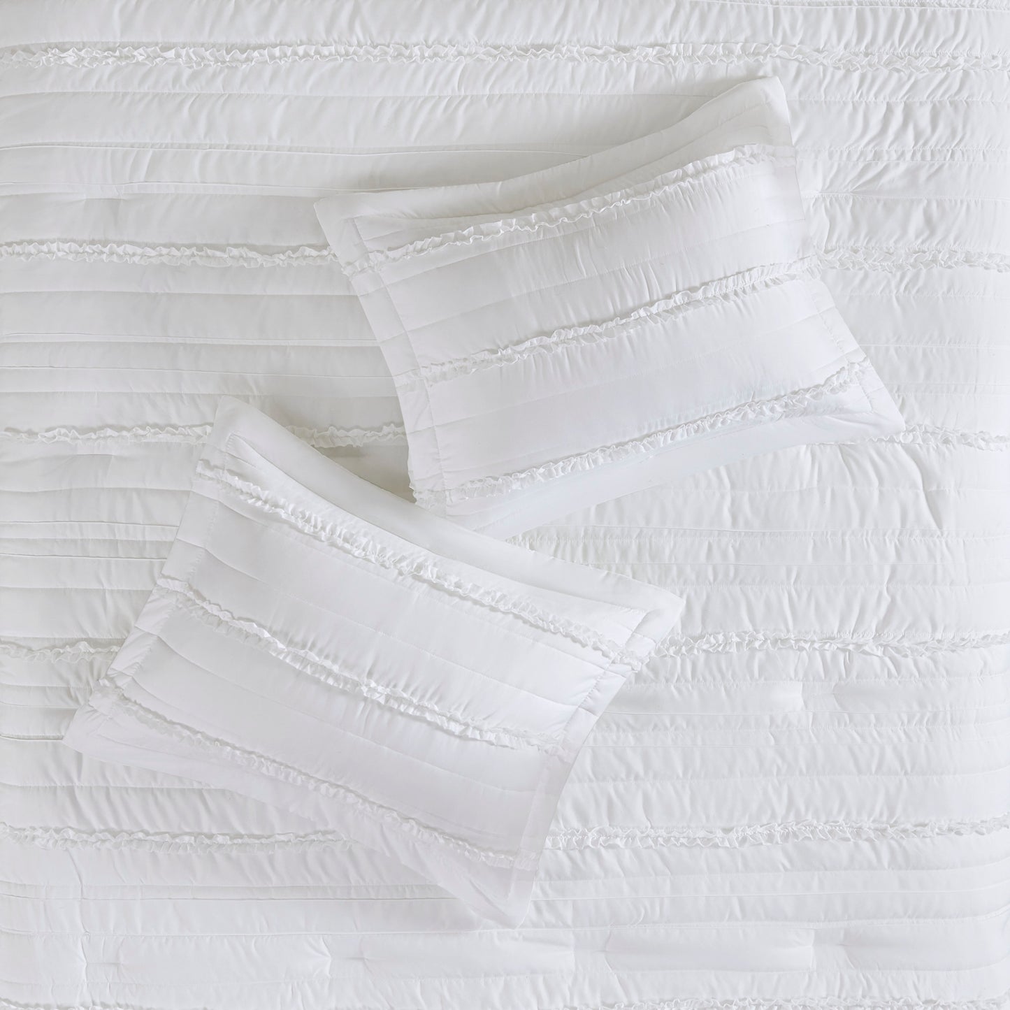 White King Ruffled Comforter Set - 5 Piece Bedding