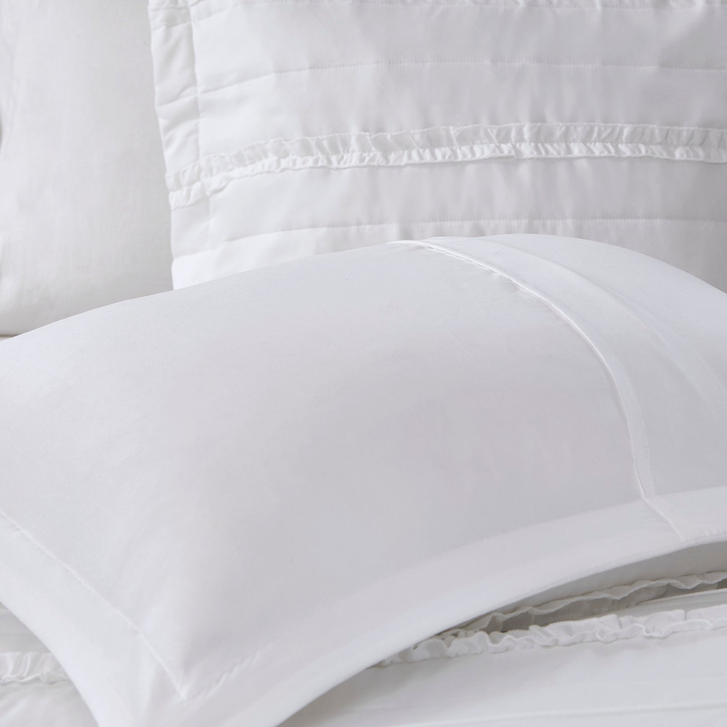 White King Ruffled Comforter Set - 5 Piece Bedding