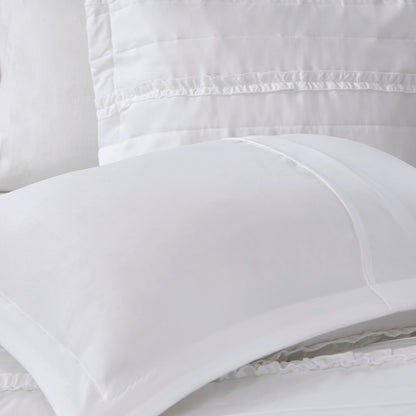 White King Ruffled Comforter Set - 5 Piece Bedding