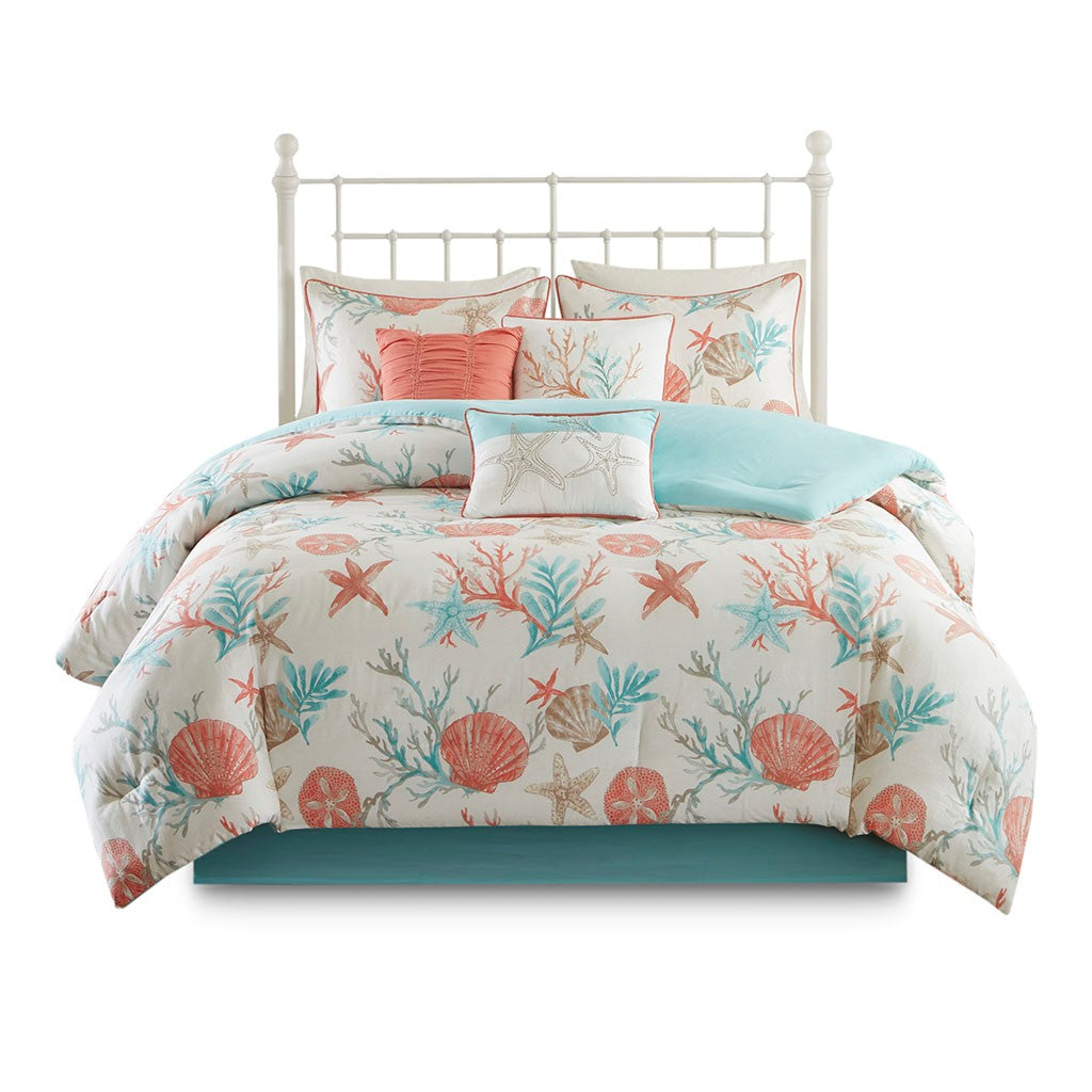King Coral Cotton Sateen Comforter Set for Luxurious Bedroom Sleep