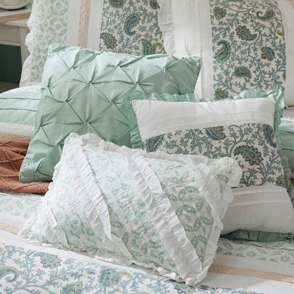 Queen Aqua Polyester Comforter Set 9 Piece