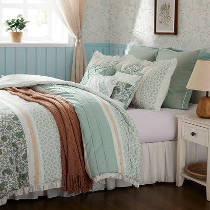 Queen Aqua Polyester Comforter Set 9 Piece