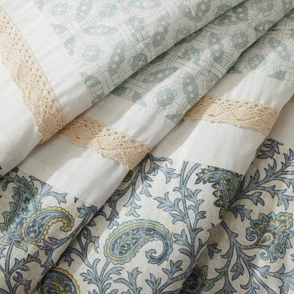 Queen Aqua Polyester Comforter Set 9 Piece