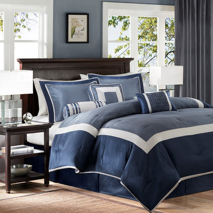 7 Piece Comforter Set Navy King
