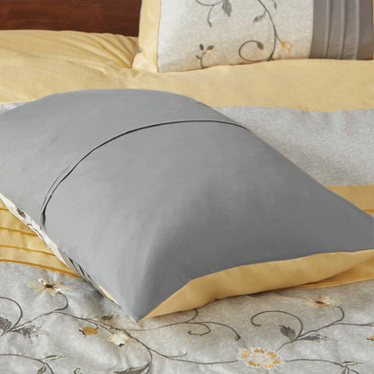 Yellow Queen Comforter Set - 7 Piece Embroidered