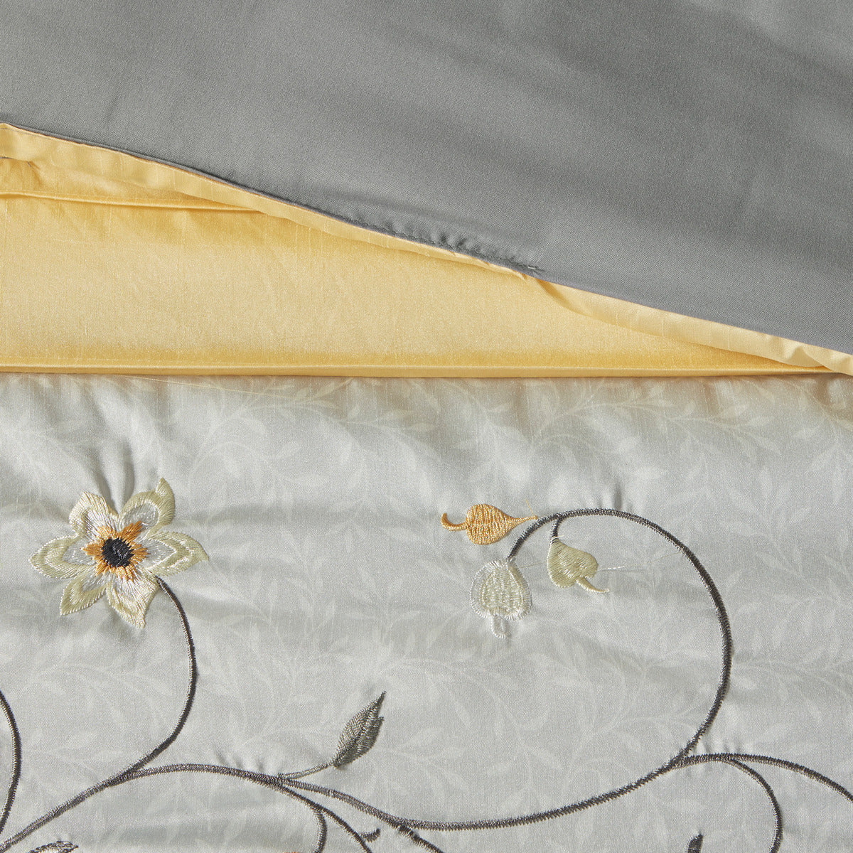 Yellow Queen Comforter Set - 7 Piece Embroidered
