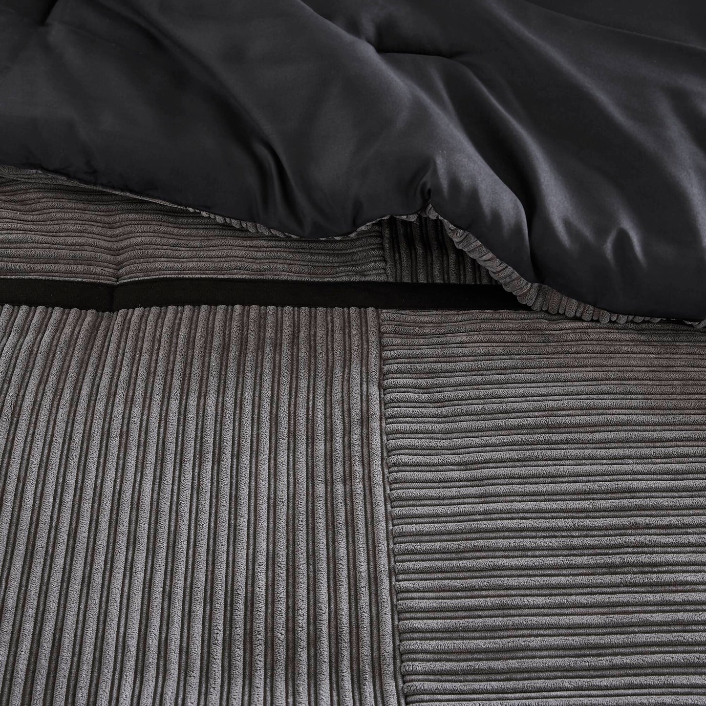 Cal King Grey Micro Corduroy Comforter Set 7 Piece
