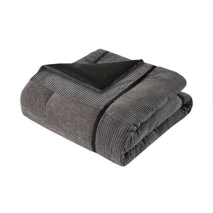 Cal King Grey Micro Corduroy Comforter Set 7 Piece