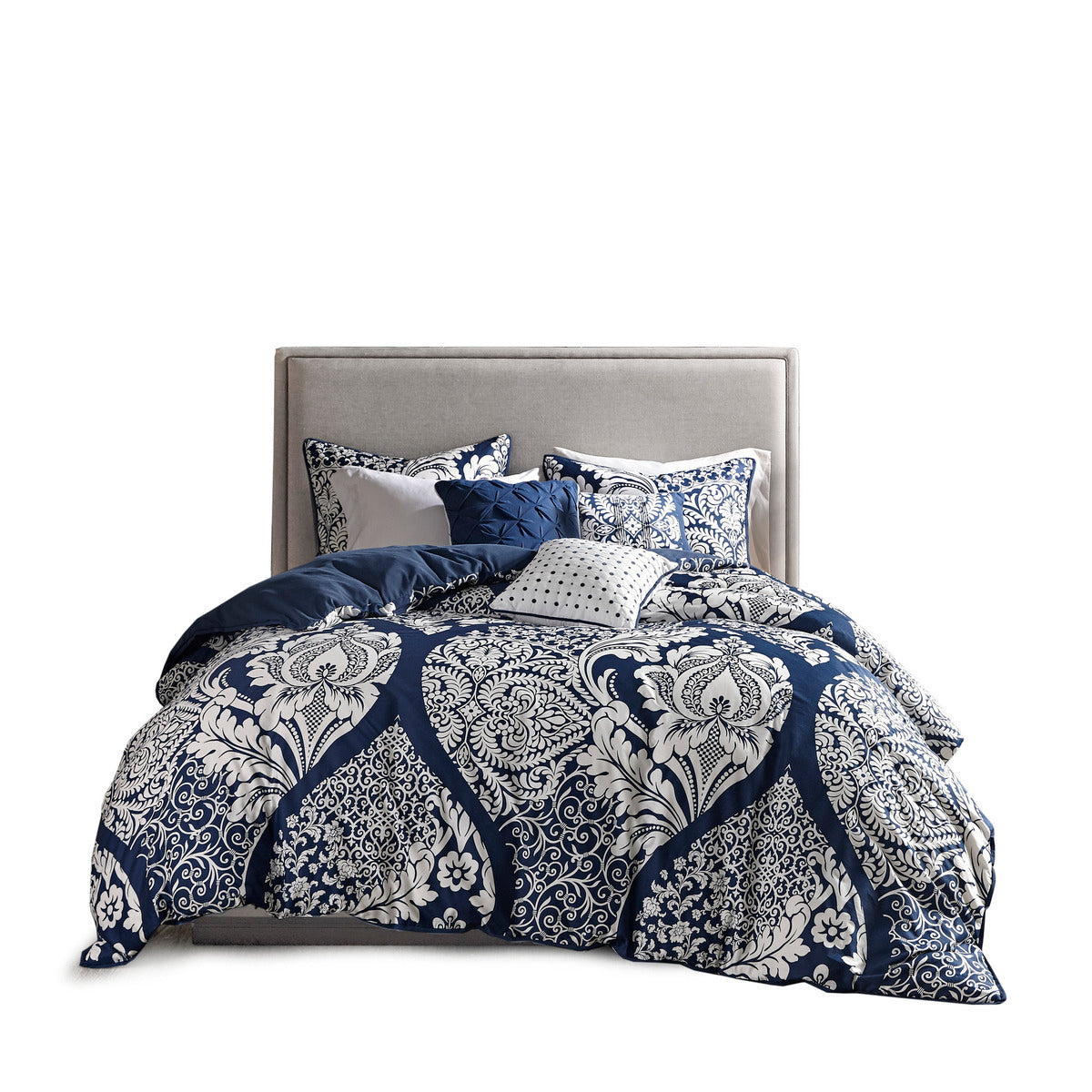 King Size Indigo Polyester Comforter Set