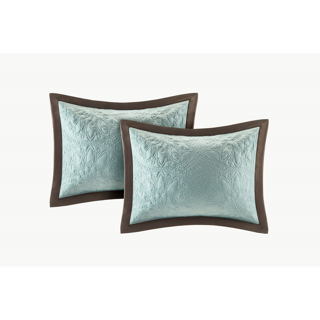 9 Piece Blue Queen Charmeuse Comforter Set