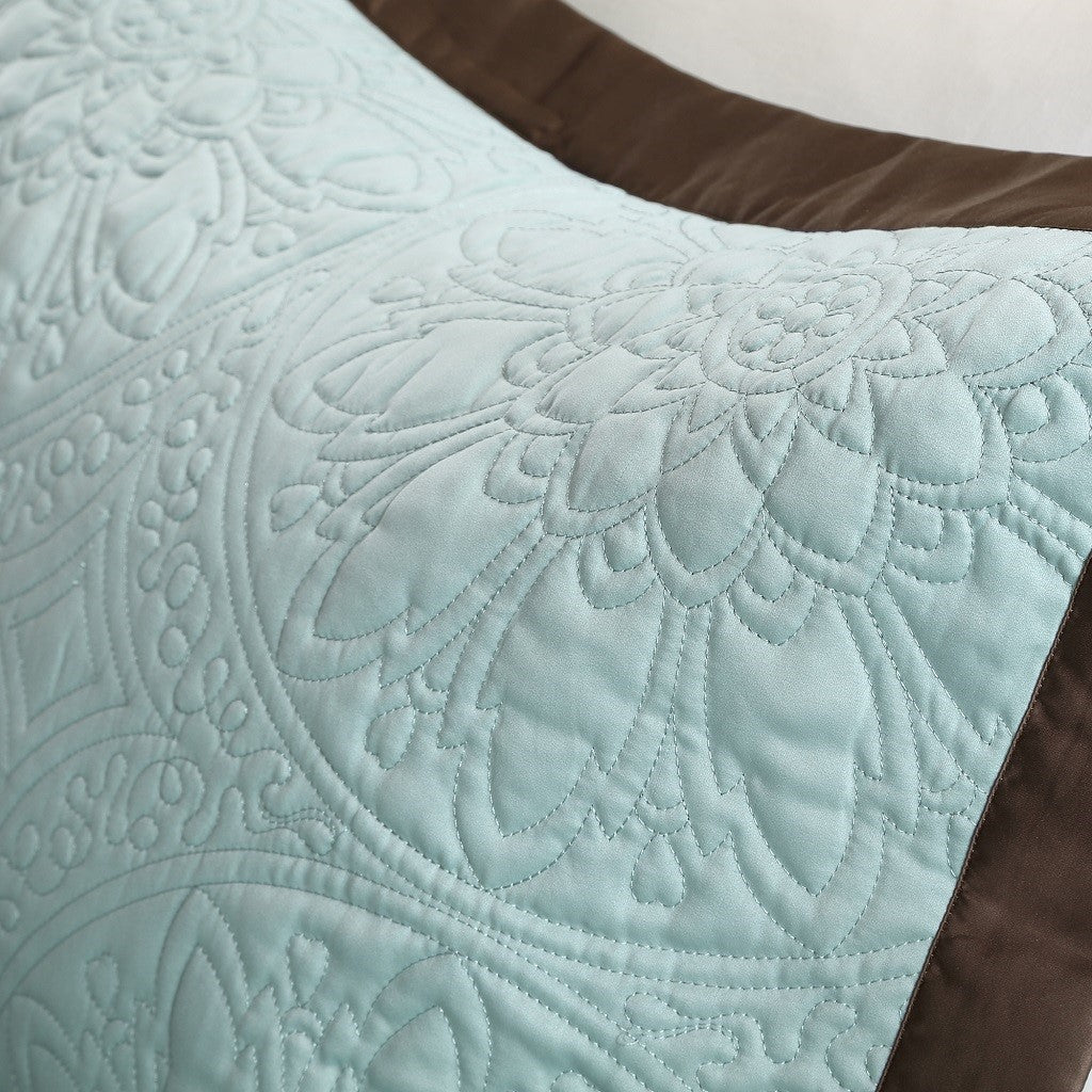 9 Piece Blue Queen Charmeuse Comforter Set
