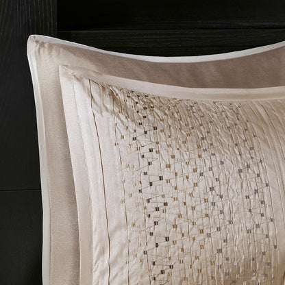 King Size Beige Polyester Comforter Set