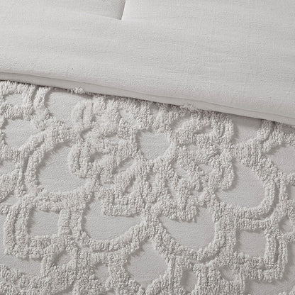 King Size Grey Cotton Chenille Comforter Set