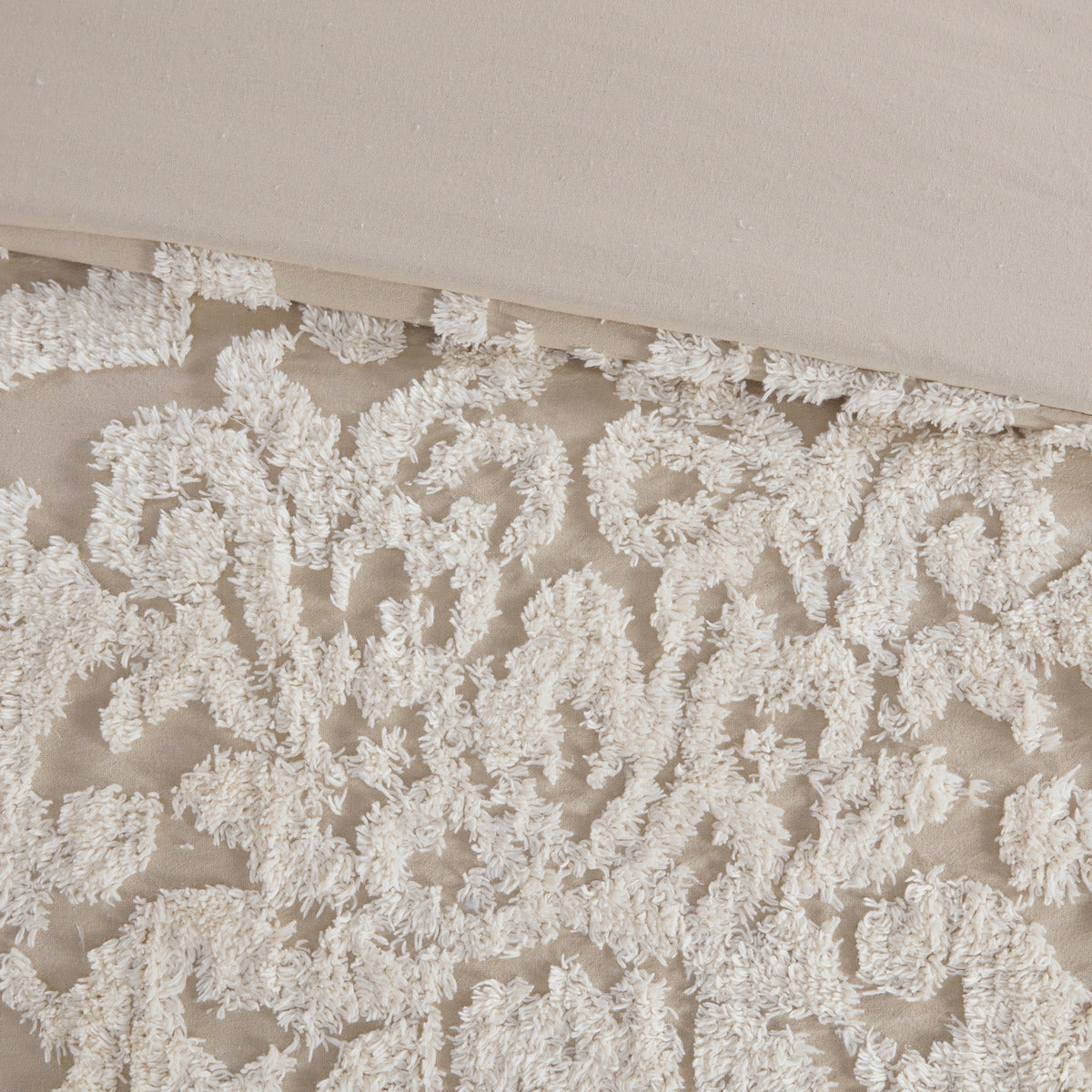 Full Taupe Polyester Chenille Comforter Set with Shams