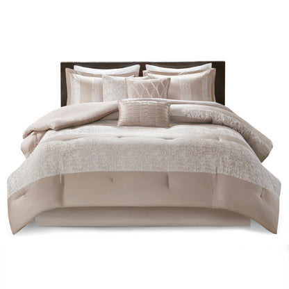 7 Piece Chenille Jacquard Comforter Set - Luxurious King Bedding