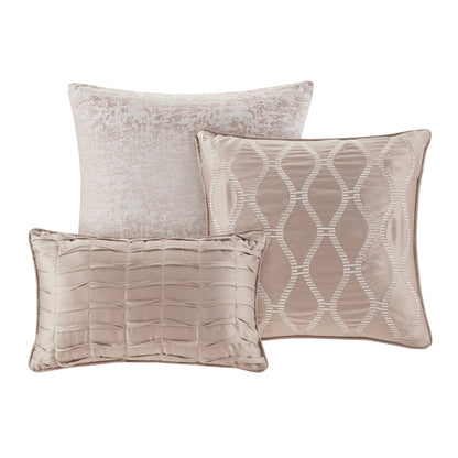 7 Piece Chenille Jacquard Comforter Set - Luxurious King Bedding