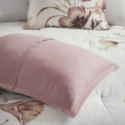 Queen Blush Polyester Floral Comforter Set 8 Piece