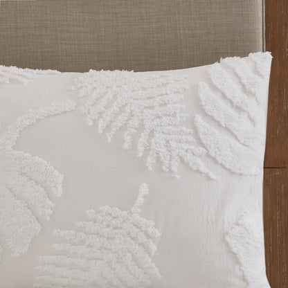 Off White Cotton Chenille Palm Comforter Set - Queen Size