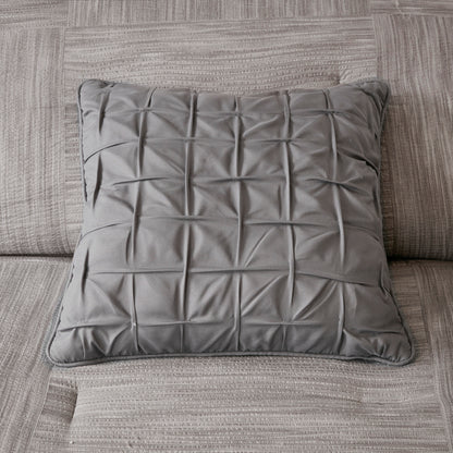 Grey Queen Seersucker Comforter Set - 7 Piece Shabby Chic Bedding