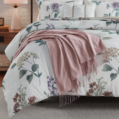 King Size Seersucker Comforter Set Multicolor Polyester