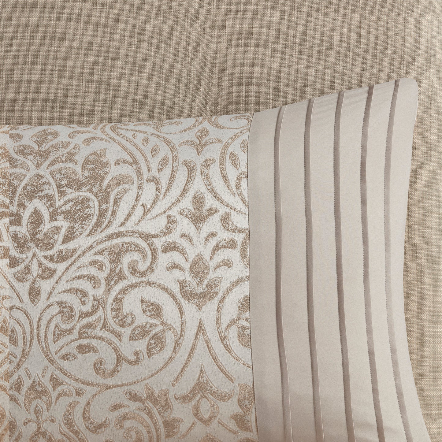Khaki Queen Comforter Set - 12 Piece Damask Bedding