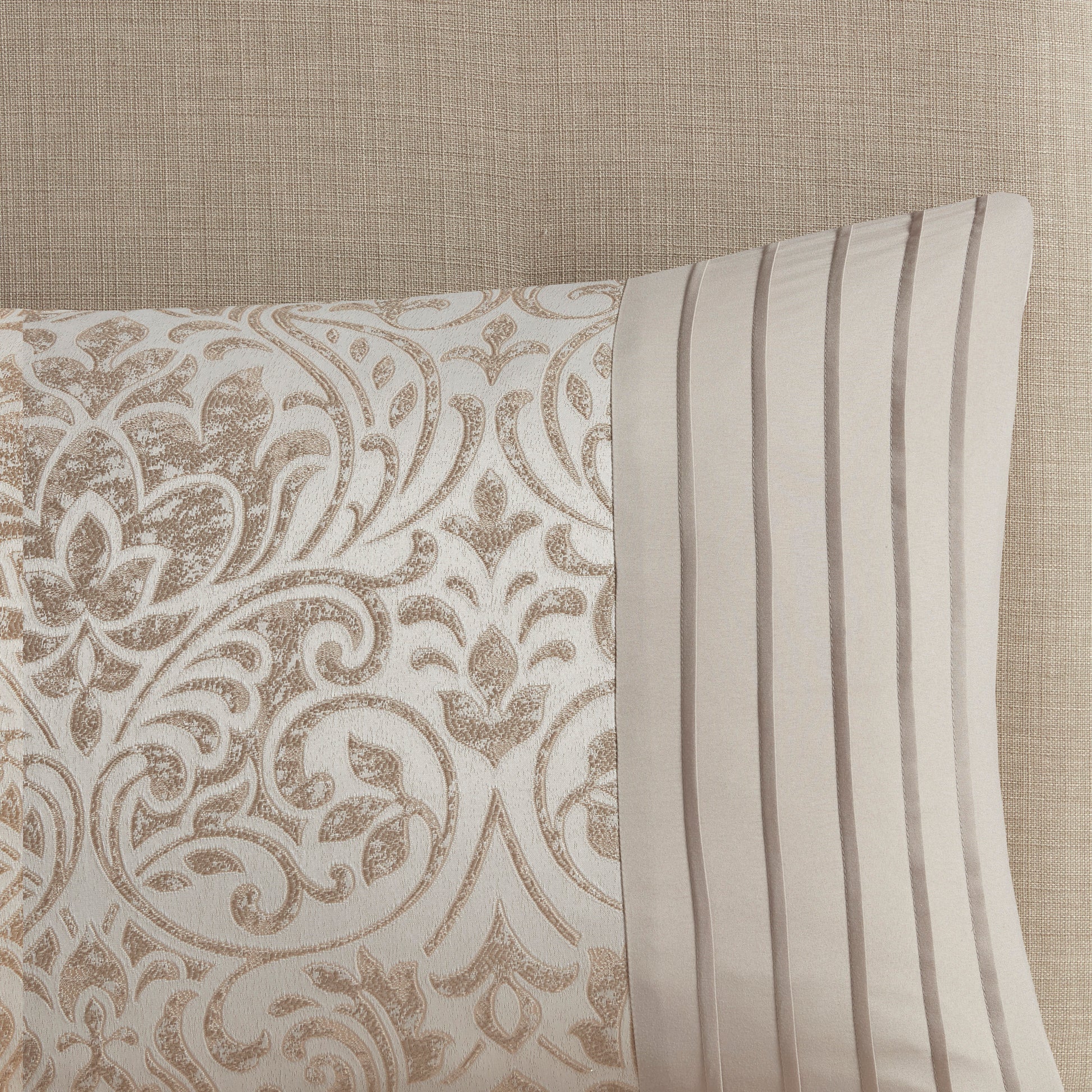 Khaki Queen Comforter Set - 12 Piece Damask Bedding