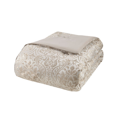Khaki Queen Comforter Set - 12 Piece Damask Bedding