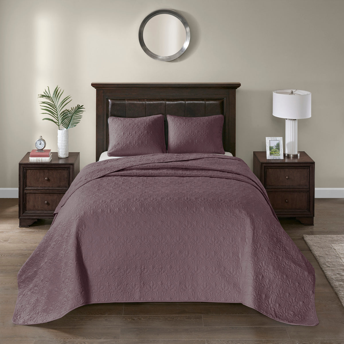 Purple Cotton King/Cal King Reversible Quilt Set
