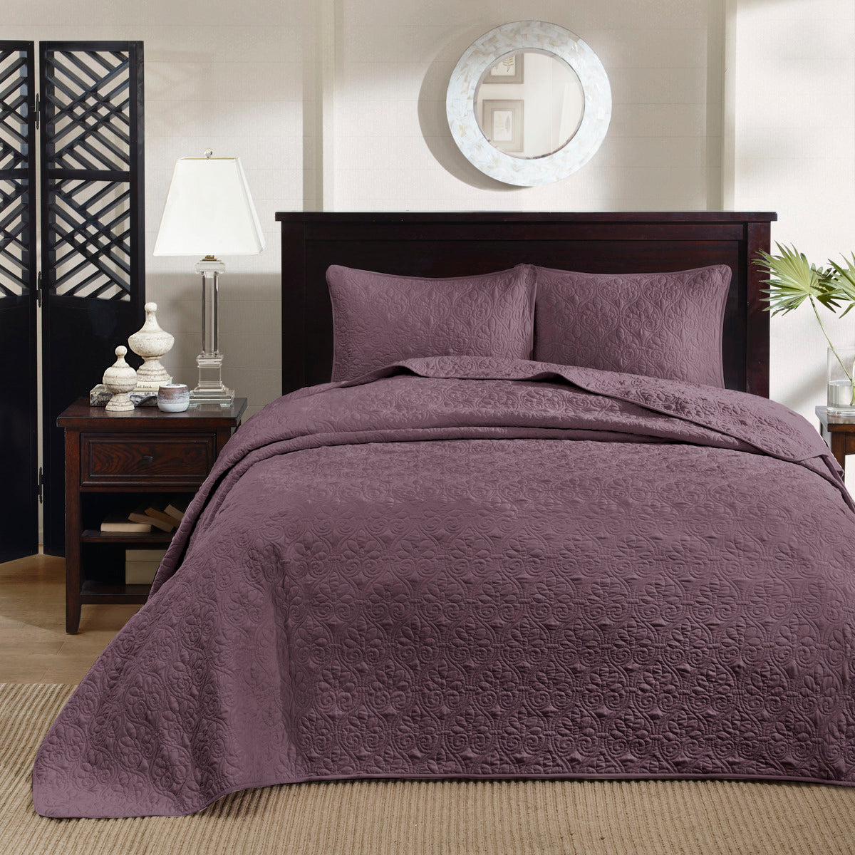 Purple Cotton King/Cal King Reversible Quilt Set