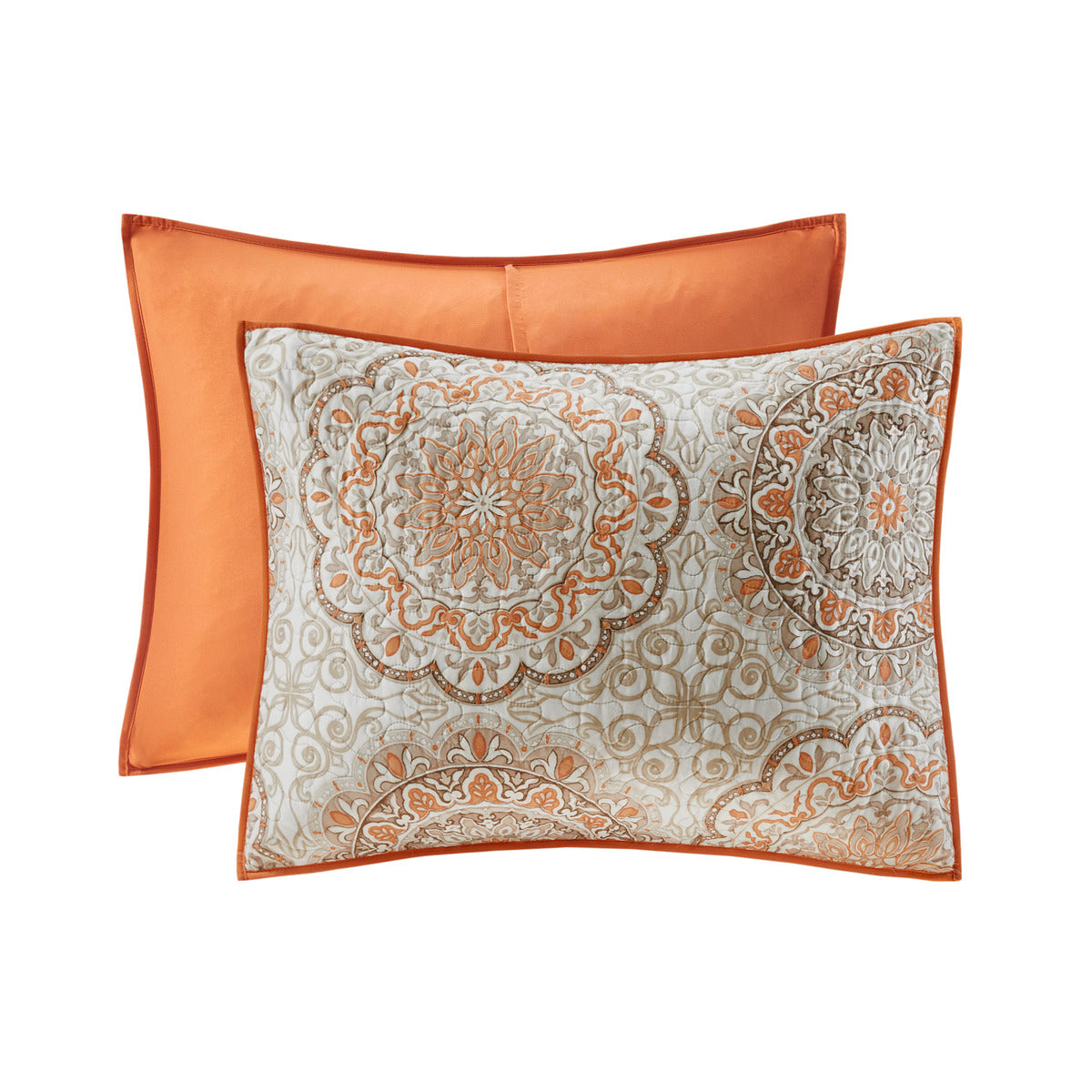 Orange Quilt Set with Throw Pillows - King/Cal King