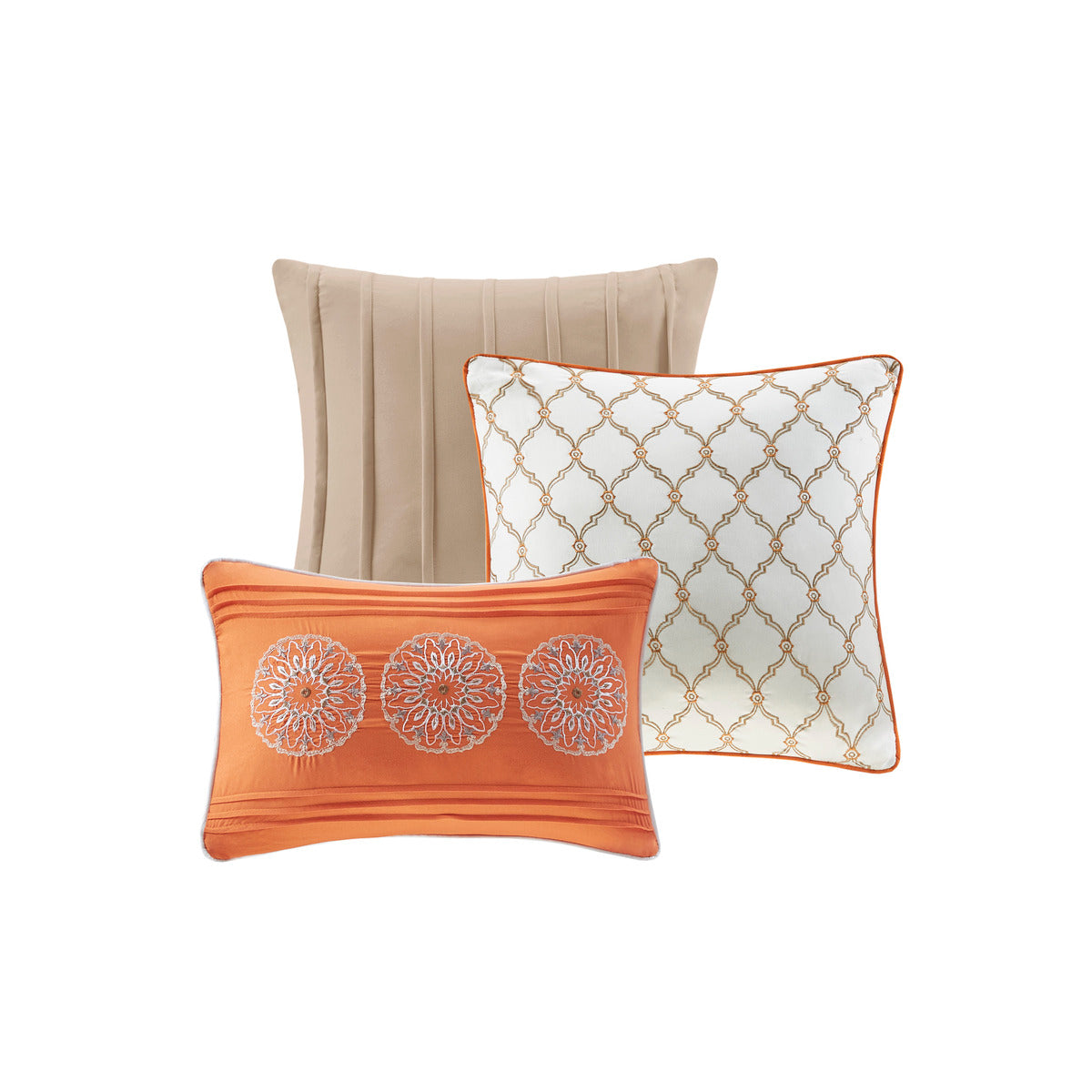 Orange Quilt Set with Throw Pillows - King/Cal King