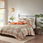 6 Piece Reversible Quilt Set with Throw Pillows Orange King/Cal King